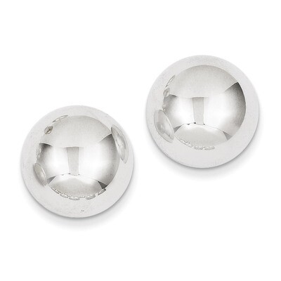 16mm Half Ball Post Earrings 14k White Gold H971, MPN: H971, 658226125313