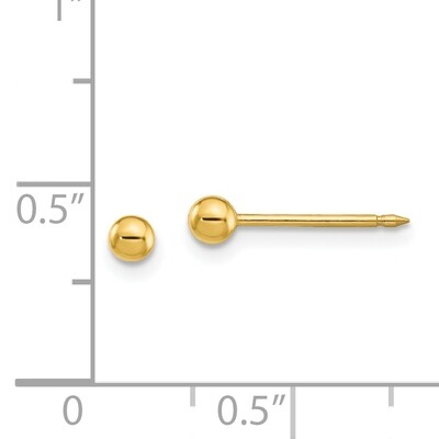3mm Ball Post Earrings 24k Gold-plated 10E, MPN: 10E,