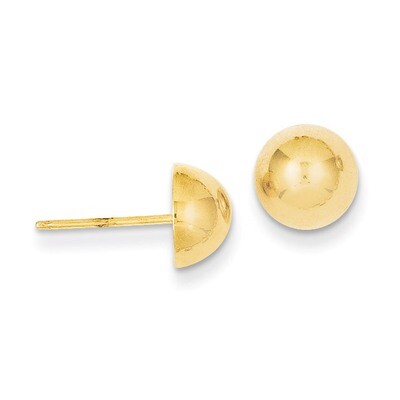 8mm Half Ball Post Earrings 14k Gold Polished E1033, MPN: E1033, 658226124187