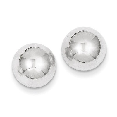 10mm Half Ball Post Earrings 14k White Gold H969, MPN: H969, 658226125108