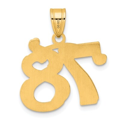 Number 78 Pendant 14k Gold Polished Etched AEN78, MPN: AEN78, 196904080542