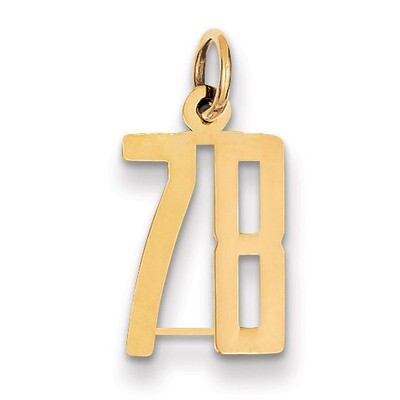 Number 78 Charm 14k Gold Small Polished Elongated LES78, MPN: LES78, 883957132808