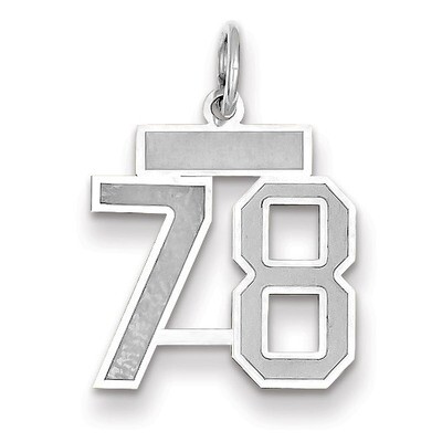 Number 78 Charm Small Satin 14k white Gold WSS78, MPN: WSS78, 883957072555