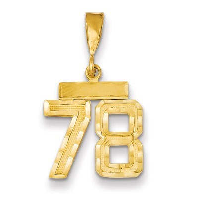 Number 78 Charm 14k Gold Small Diamond-cut SN78, MPN: SN78, 883957108810