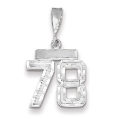 Number 78 Charm Small Diamond -cut 14k white Gold WSN78, MPN: WSN78, 883957114637