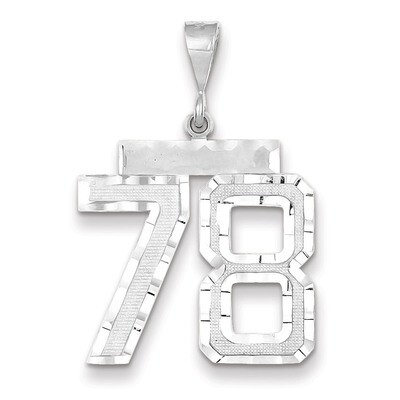 Number 78 Charm 14k white Gold Large Diamond -cut WLN78, MPN: WLN78, 883957124544