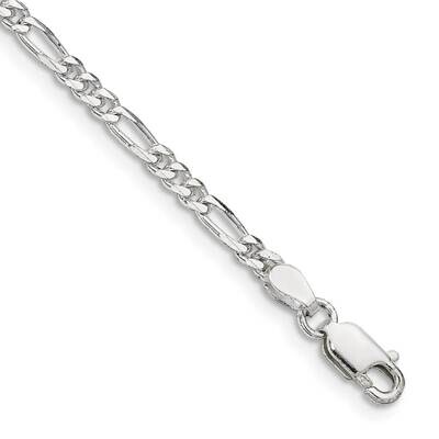 2.85mm Figaro Chain 6 Inch Sterling Silver QFG080-6, MPN: QFG080-6,