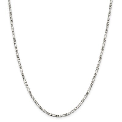 28 Inch 3mm Figaro Chain Sterling Silver QFG080-28, MPN: QFG080-28, 886774102825