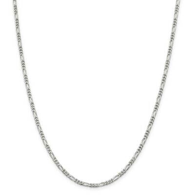 2.85mm Figaro Chain 14 Inch Sterling Silver QFG080-14, MPN: QFG080-14,