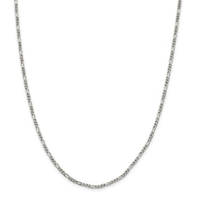 30 Inch 2.5mm Figaro Chain Sterling Silver QFG070-30, MPN: QFG070-30, 886774097763