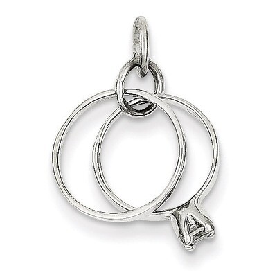 Polished Synthetic Diamond Wedding Rings Charm 14k White Gold XAC898, MPN: XAC898, 883957293943