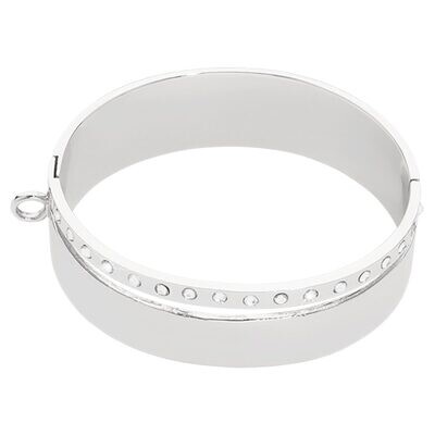 Nikki Lissoni Large Double Bangle of 2cm with Swarovski Crystals 1 Loop To Attach A Charm Silver-pl…