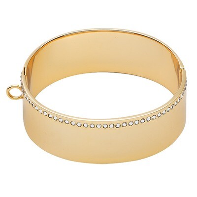 Nikki Lissoni Large Bangle of 2cm with Swarovski Crystals Gold-Plated 21cm 8.2 inch B1125G21, MPN: …