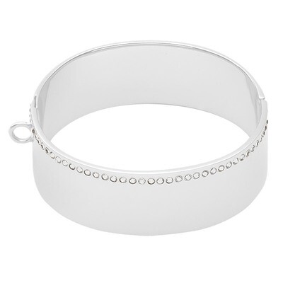 Nikki Lissoni Large Bangle of 2cm with Swarovski Crystals Silver-Plated 19cm 7.4 inch B1125S19, MPN…