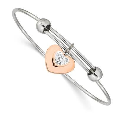 Rose Ip-Plated with Preciosa Crystal Hearts Bangle Stainless Steel Polished SRB2575, MPN: SRB2575, …