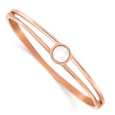 Rose Ip-Plated with White Crystal Hinged Bangle Stainless Steel Polished SRB2915, MPN: SRB2915, 191…
