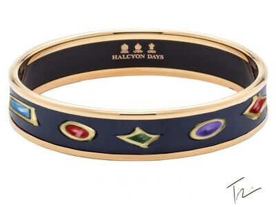 Halcyon Days 1cm TR Jewels Navy Gold Small Bangle Bracelet PBTRJ0110GS, MPN: PBTRJ0110GS,