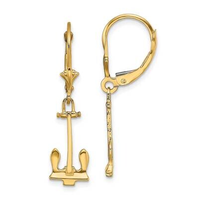 Navy Anchor Leverback Earrings 14k Gold Polished TF1833, MPN: TF1833, 637218177455