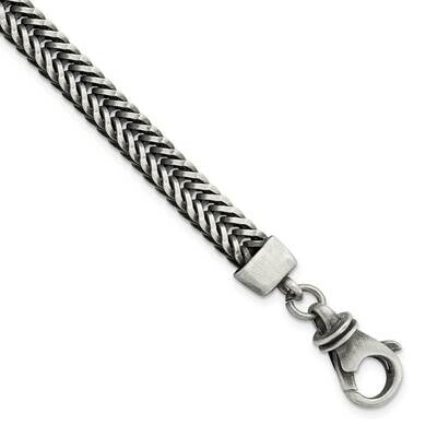 Brushed Antiqued Wheat Chain Bracelet Sterling Silver QG5732-8.5, MPN: QG5732-8.5, 191101770005