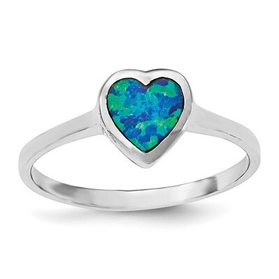 Heart Synthetic Opal Ring Sterling Silver Rhodium-plated Polished QR6316, MPN: QR6316, 191101312410