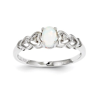Opal &amp; Diamond October Ring Sterling Silver QBR23OCT, MPN: QBR23OCT, 883957354668