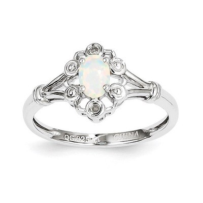 Opal &amp; Diamond October Ring Sterling Silver QBR22OCT, MPN: QBR22OCT, 883957597553