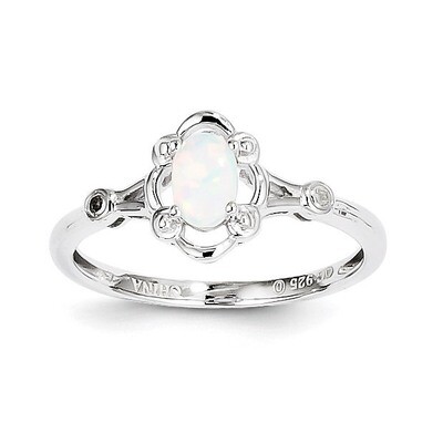 Opal &amp; Diamond October Ring Sterling Silver QBR21OCT, MPN: QBR21OCT, 883957501024