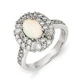 CZ and Synthetic Opal Ring Sterling Silver QCM1336-6