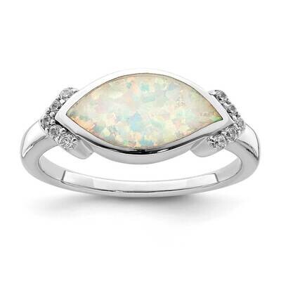 Marquise Opal &amp; CZ Diamond Ring Sterling Silver Rhodium-plated QR6997, MPN: QR6997, 886774018133