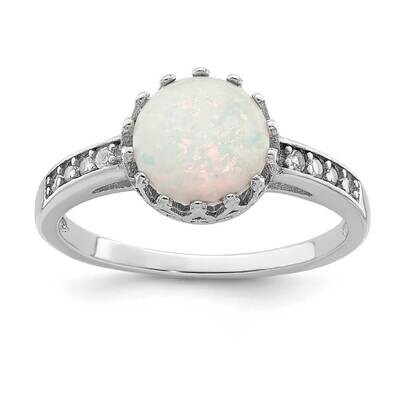 Polished Created Opal Ring Sterling Silver Rhodium-plated QR6857, MPN: QR6857, 883957846996