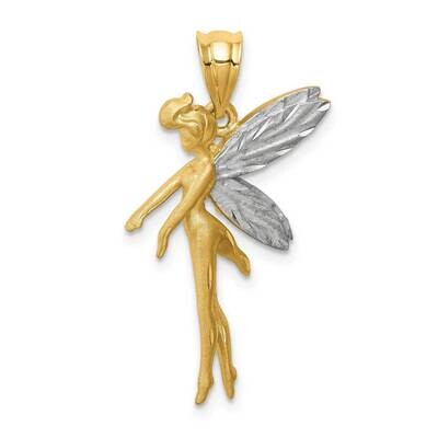 White Diamond-cut Fairy Pendant 14k Gold Rhodium D4450, MPN: D4450, 883957153896