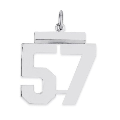 Pendant Number 57 Polished Sterling Silver Medium QMS57, MPN: QMS57, 191101278297