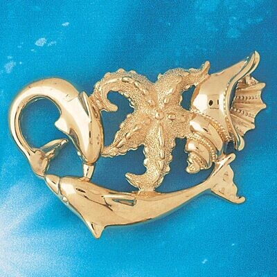 Dazzlers Jewelry Dolphin Slide Pendant Necklace Charm Bracelet in Yellow, White or Rose Gold 57, MP…