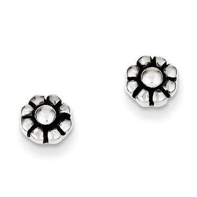 Antique Flower Stud Earrings Sterling Silver QE3390, MPN: QE3390, 883957926636