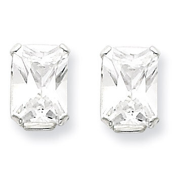 7x5 Emerald Stud Earrings Sterling Silver QE7557, MPN: QE7557, 883957600123