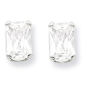6x4 Emerald Stud Earrings Sterling Silver QE7556, MPN: QE7556, 883957529653