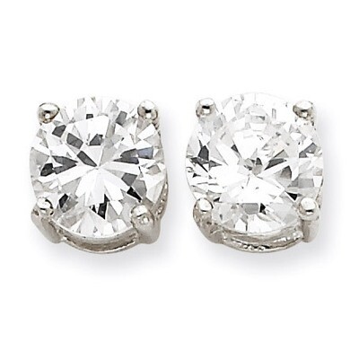 Round Diamond Stud Earrings Sterling Silver QE319, MPN: QE319, 883957925790
