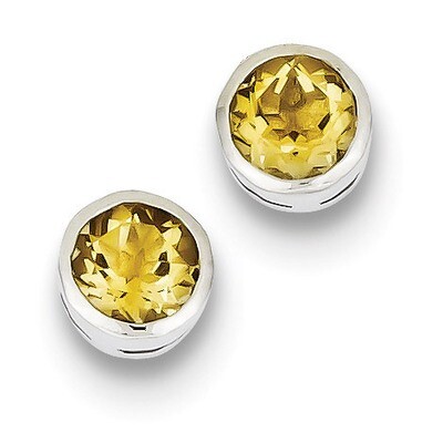 Citrine Circle Stud Earrings Sterling Silver QE9411CI, MPN: QE9411CI, 883957519821