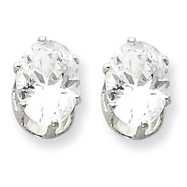 8x6 Oval Diamond Stud Earrings Sterling Silver QE7545, MPN: QE7545, 883957434490