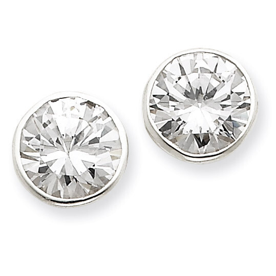 10mm Diamond Round Bezel Stud Earrings Sterling Silver QE3266, MPN: QE3266, 883957926308