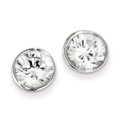 8mm Diamond Round Bezel Stud Earrings Sterling Silver QE3178, MPN: QE3178, 883957925677