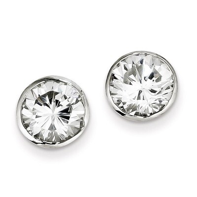 9mm Diamond Round Bezel Stud Earrings Sterling Silver QE3177, MPN: QE3177, 883957925660