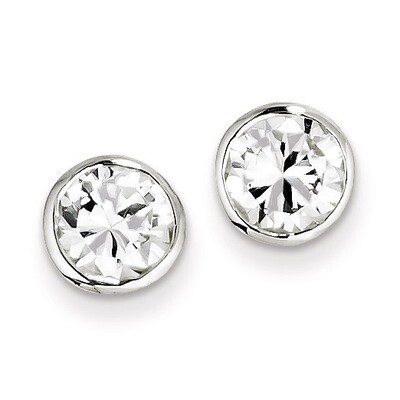 7mm Diamond Round Bezel Stud Earrings Sterling Silver QE3176, MPN: QE3176, 883957925653