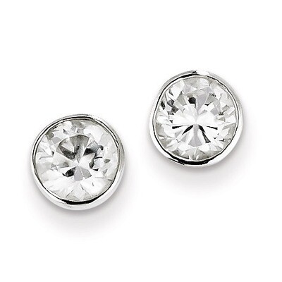 6mm Diamond Round Bezel Stud Earrings Sterling Silver QE3175, MPN: QE3175, 883957718118