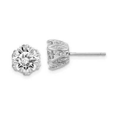 Stud Earrings Sterling Silver Rhodium Plated CZ Diamond QE14214, MPN: QE14214, 886774043807