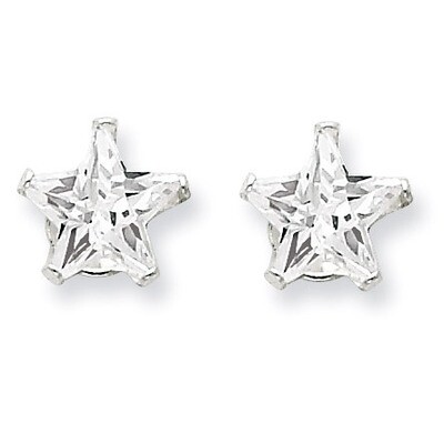7mm Star Cubic Zirconia Stud Earrings Sterling Silver QE7550, MPN: QE7550, 883957570204