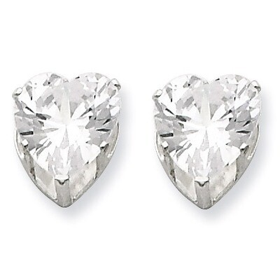 8mm Heart 3 Prong Diamond Stud Earrings Sterling Silver QE7539, MPN: QE7539, 883957460659