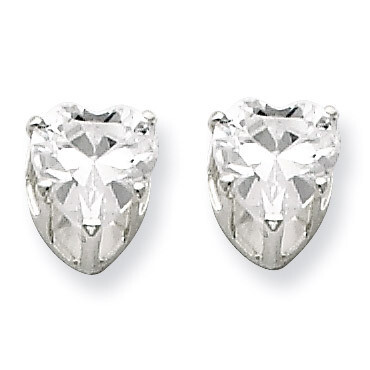 6mm Heart 3 Prong Diamond Stud Earrings Sterling Silver QE7537, MPN: QE7537, 883957555195