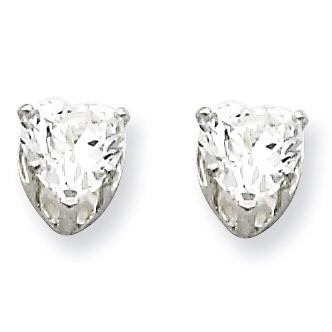 5mm Heart 3 Prong Diamond Stud Earrings Sterling Silver QE7536, MPN: QE7536, 883957547220