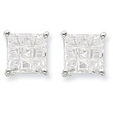 8mm Square Diamond Basket Set Stud Earrings Sterling Silver QE7532, MPN: QE7532, 883957576756